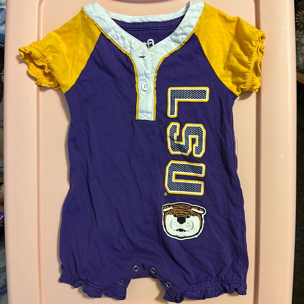 LSU BABY ONESIE gently used 12 months made by Team Athletics